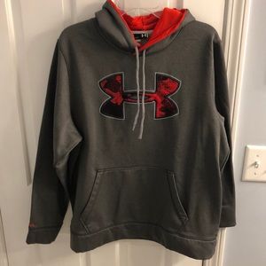 Men’s Large Under.Armour Gray and Red Storm Hoodie Sweatshirt